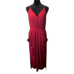 BCBGeneration‎ Draped Pocket  V-Neck Cocktail Dress Size M Burgundy
